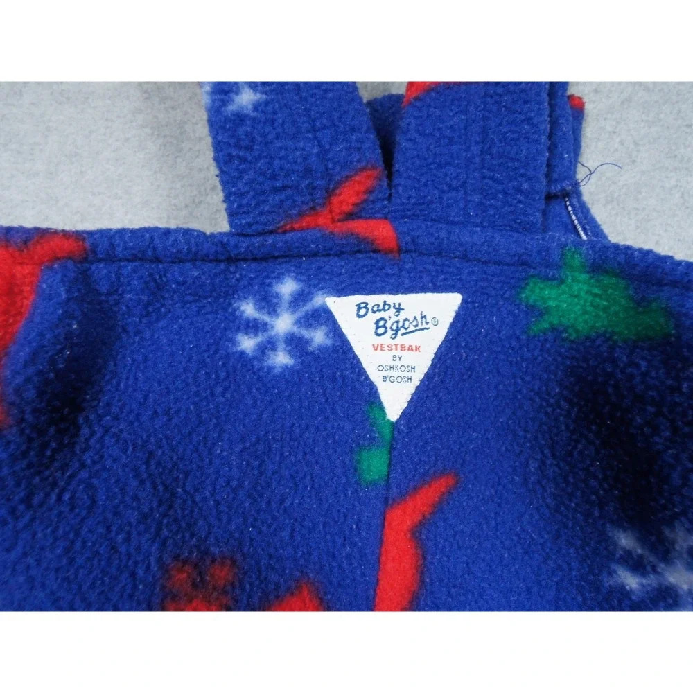 Vintage Baby Bgosh Overalls Kids 24M Blue Fleece Christmas Snowflake OshKosh